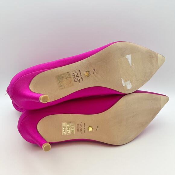 Stuart Weitzman Womens Stuart 75 Stretch Bootie US 7.5 Pink Magenta Suede EUC - Picture 11 of 13